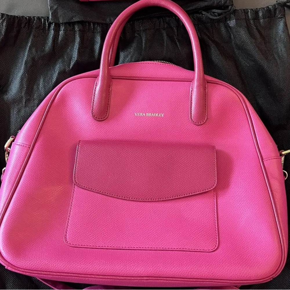 Vera Bradley- Bowled Over Bag- Hot Pink- Leather